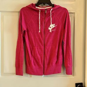 Nike pink zipper hooded sweatshirt. Light material XS.